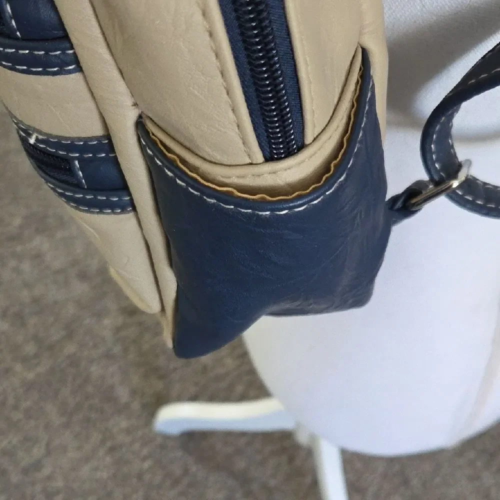 Stylish Tan and Navy Backpack